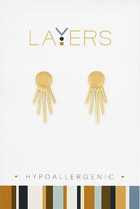 Gold Starburst Ear Jacket Layers Earrings