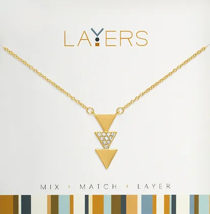 Gold Trio Triangle Layers Necklace