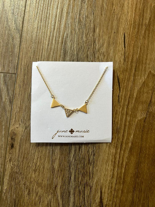 Gold Bedazzled Triple Triangle Necklace