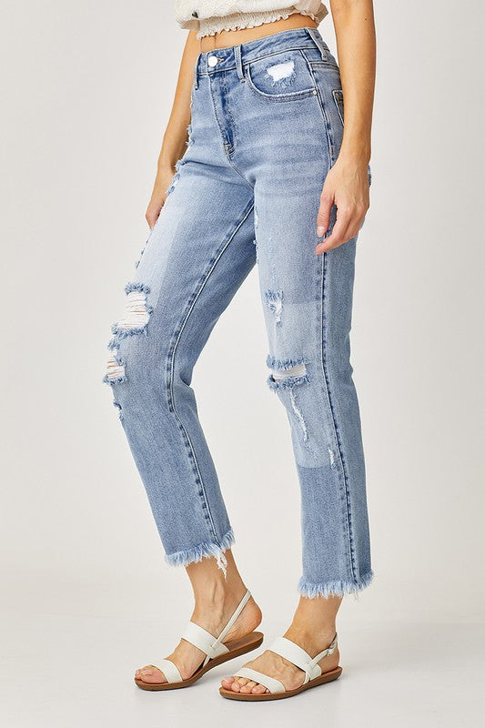 HIGH WAIST STRAIGHT JEANS