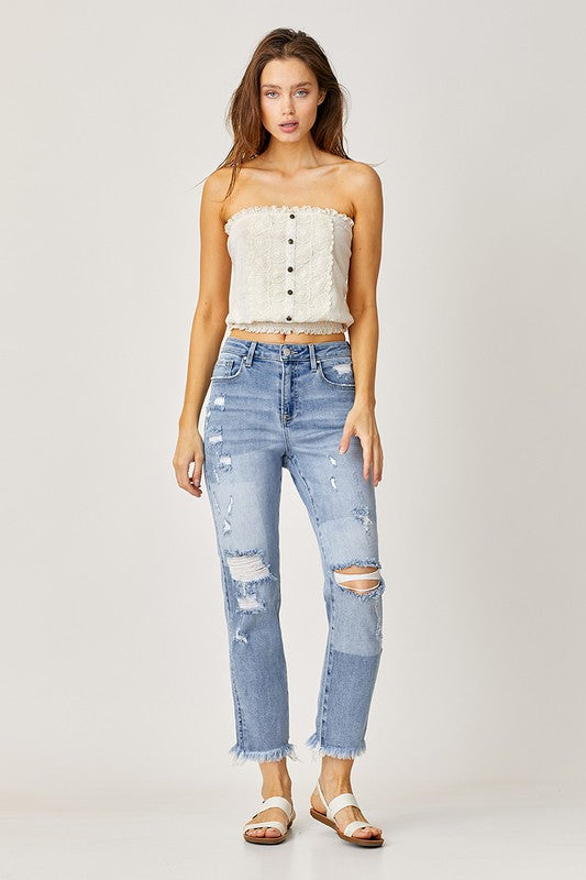 HIGH WAIST STRAIGHT JEANS