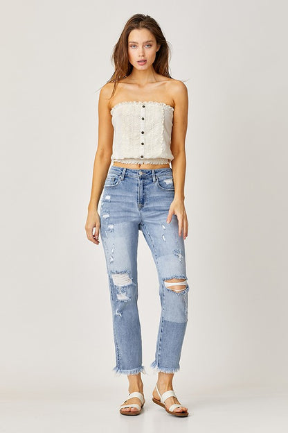 HIGH WAIST STRAIGHT JEANS