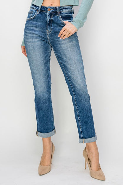 HIGH RISE STRAIGHT JEANS Dark Wash