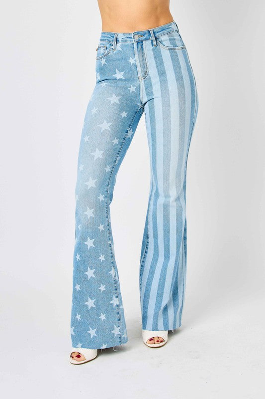 HW Stars & Stripes Bleach Discharge Flare