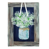 Hanging Mason Jar Garden Linen Flag