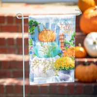 Happy Fall Stacked Pumpkins Garden Linen Flag