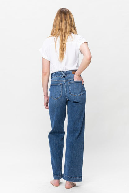 High Waist Double Button Wide Leg Judy Blue Jeans