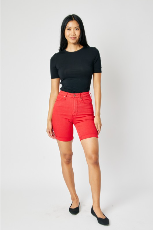 High Waist Garment Dyed Tummy Control Shorts