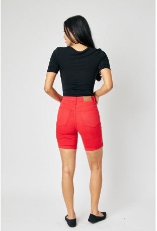 High Waist Garment Dyed Tummy Control Shorts