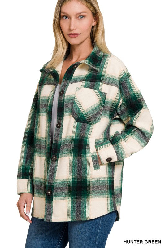 KATY OVERSIZED YARN DYED PLAID LONGLINE SHACKET