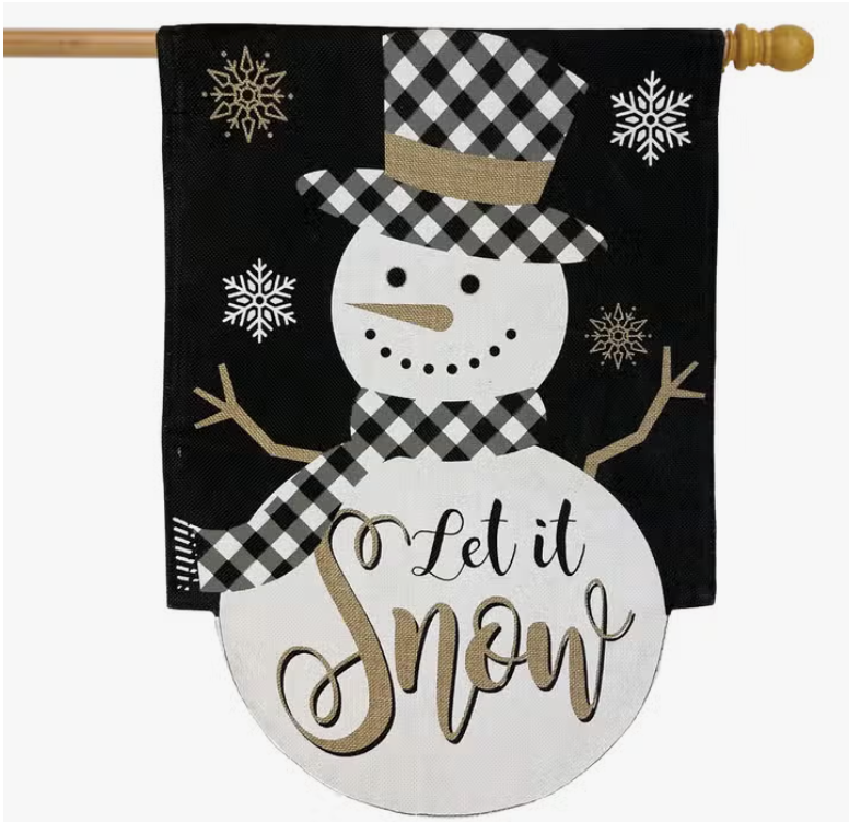 Checkered Snowman Burlap Garden Flag