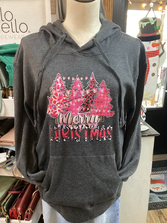 Pink Merry Christmas Trees Waffle Knit !