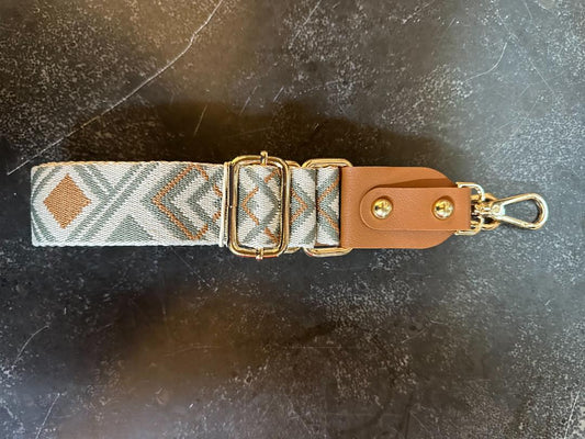 Purse Accent Strap Khaki Diamond Tan