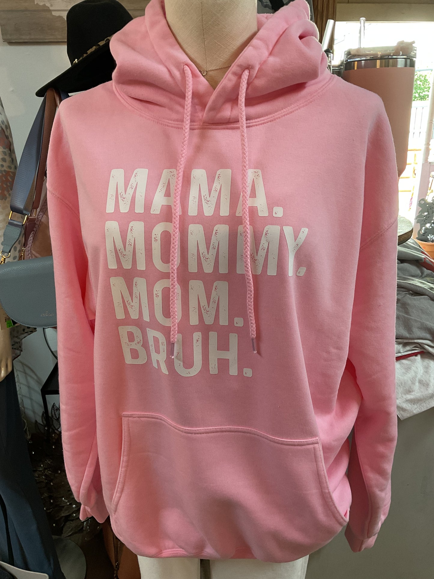 Mama, Mom, Mommy, Bruh Hoodie Light Pink