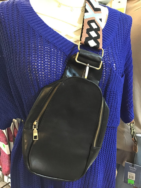 Crossbody Purse Accent Strap Black