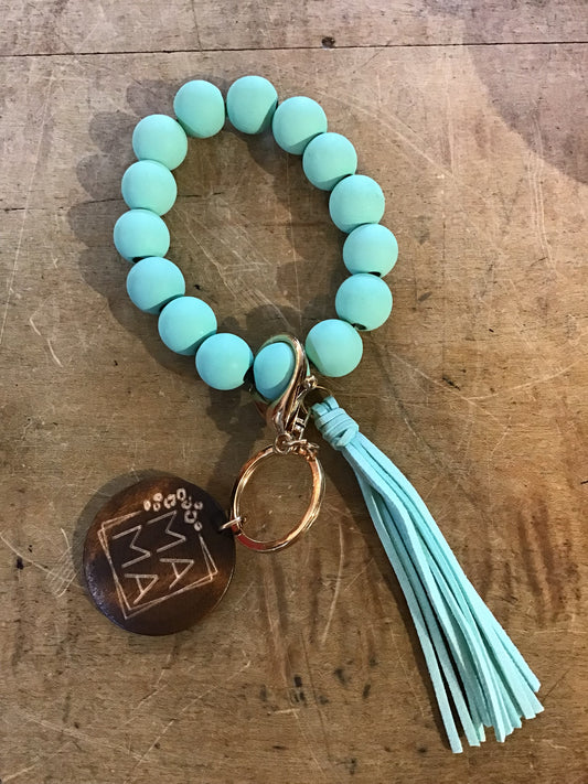 MaMa Aqua Beaded Bracelet Key Ring