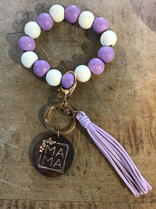 MaMa Lilac Multi Beaded Bracelet Key Ring