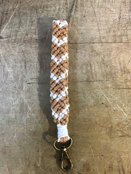 Braided Bracelet Keychain Khaki Multi