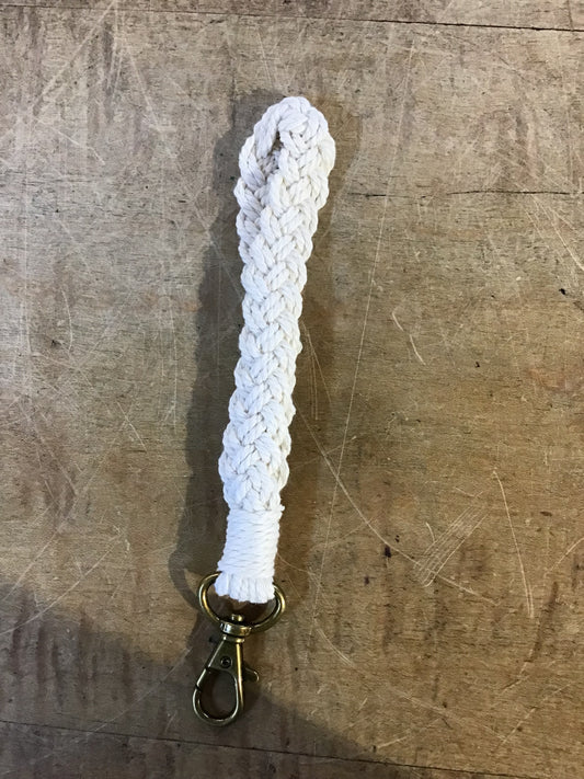 Braided Bracelet Keychain White