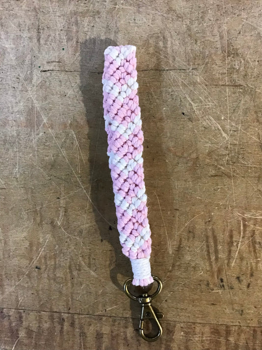 Braided Bracelet Keychain Pink Multi