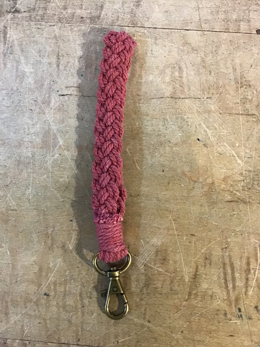 Braided Bracelet Keychain Burgundy