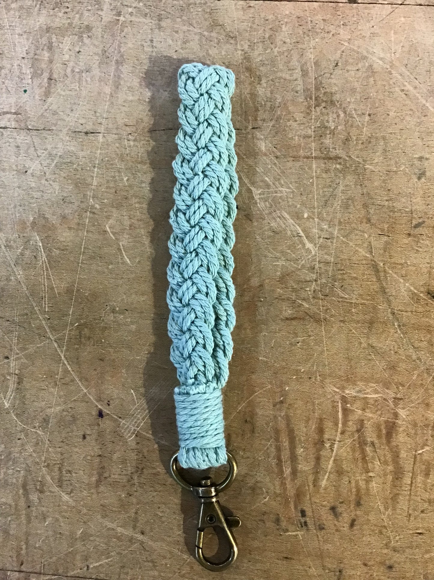 Braided Bracelet Keychain Aqua