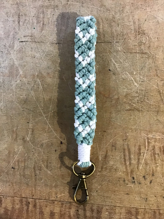 Braided Bracelet Keychain Aqua Multi