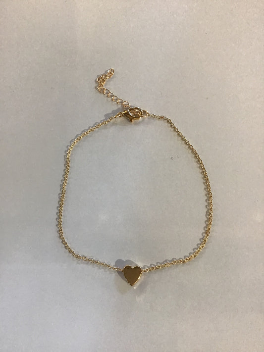 Gold Tone Anklet Floating Heart