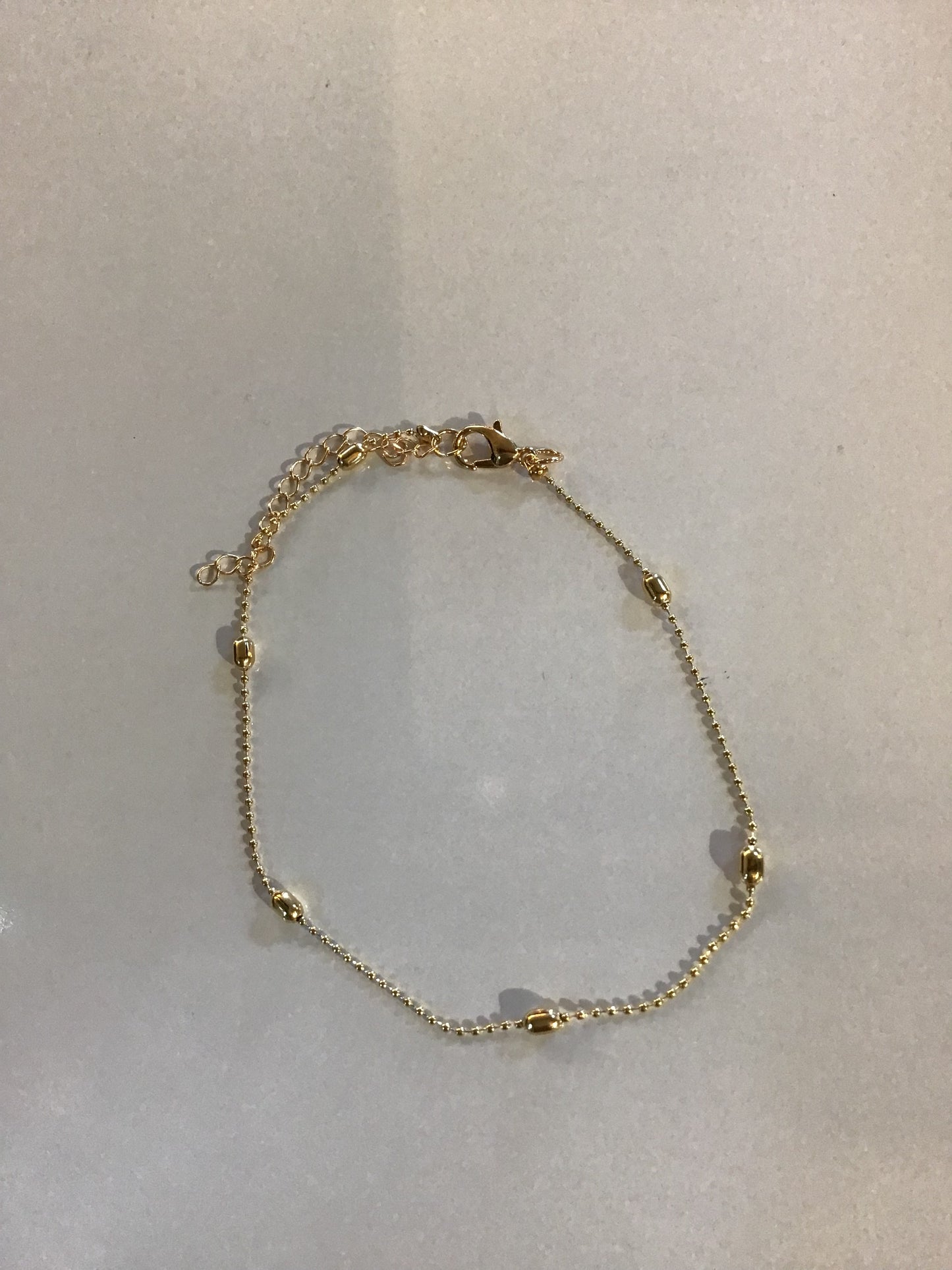 Gold Tone Anklet Spaced Balls