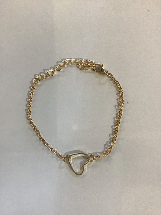 Gold Tone Anklet Open Heart