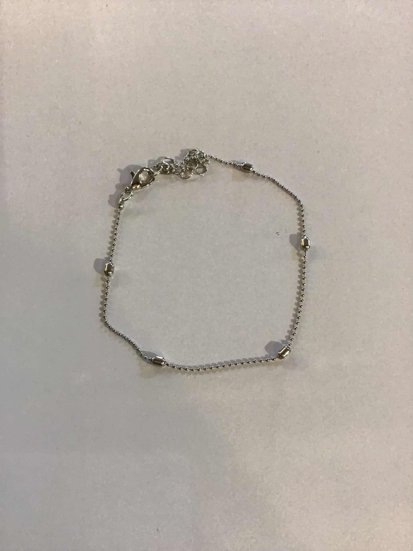 Silver Tone Anklet Spaced Balls