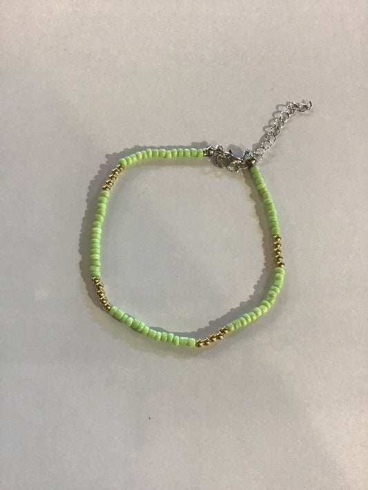 Beaded Anklet Light Green