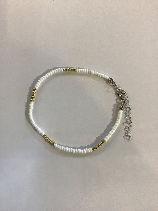 Beaded Anklet White