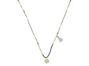 MUTLI AND GOLD BEADED WITH GOLD DISC NECKLACE