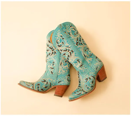 Kasiopeah Hand-tooled Boots in Turquoise