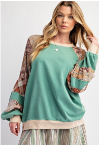 Ella PRINT MIX MINERAL WASHED TOP