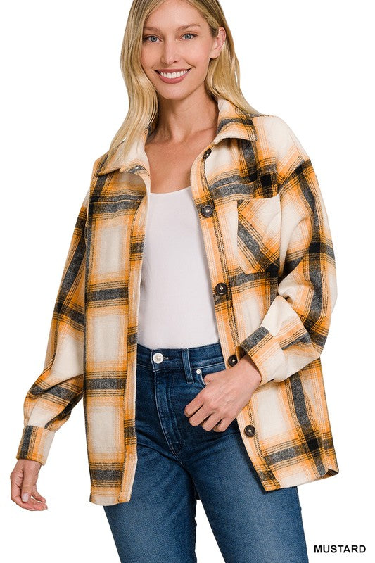 KATY OVERSIZED YARN DYED PLAID LONGLINE SHACKET