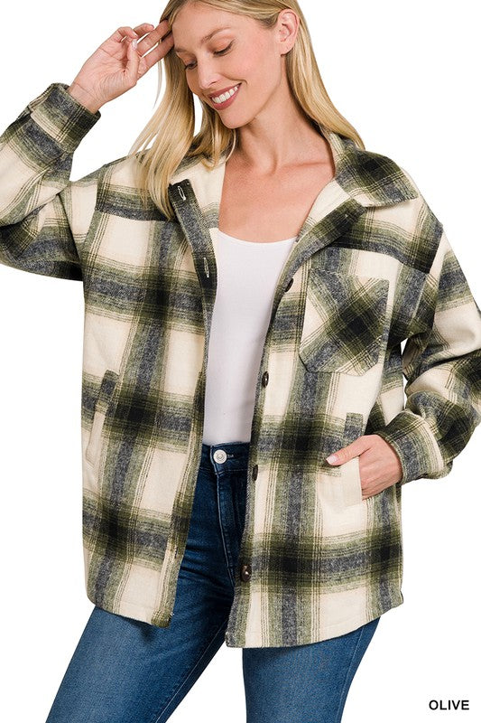 KATY OVERSIZED YARN DYED PLAID LONGLINE SHACKET