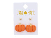 Stud Gold Ball With Gold Accent Pumpkin Earrings