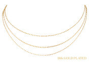 18K Gold Plated 3 Layer Petite Paperclip Chains Necklace