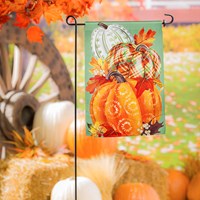 Painted Fall Pumpkins House Suede Flag