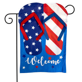 Patriotic Flip Flops Applique Garden Flag