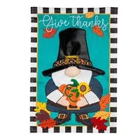 Pilgrim Gnome Garden Applique Flag