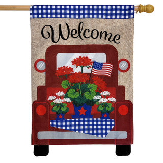 Red Truck Burlap Garden Flag