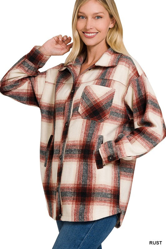 KATY OVERSIZED YARN DYED PLAID LONGLINE SHACKET