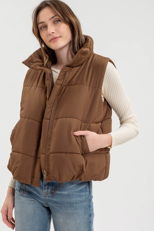 SOLID ZIP UP PUFFER VEST