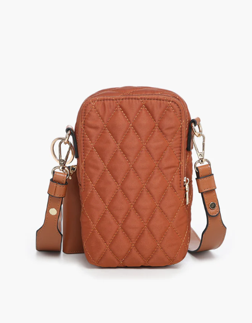 Parker Quilted Crossbody Purse Brown