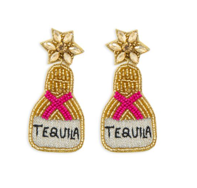 Tequila Bottle Beaded Earrings