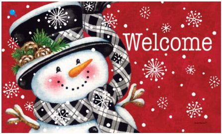 Black and Red Snowman Door Mat