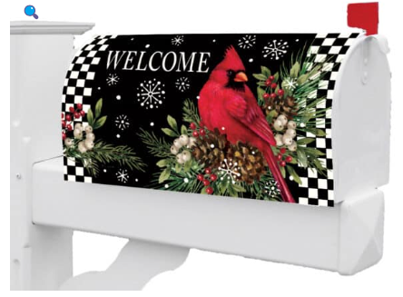 Cardinal Pine Cones Mailbox Cover